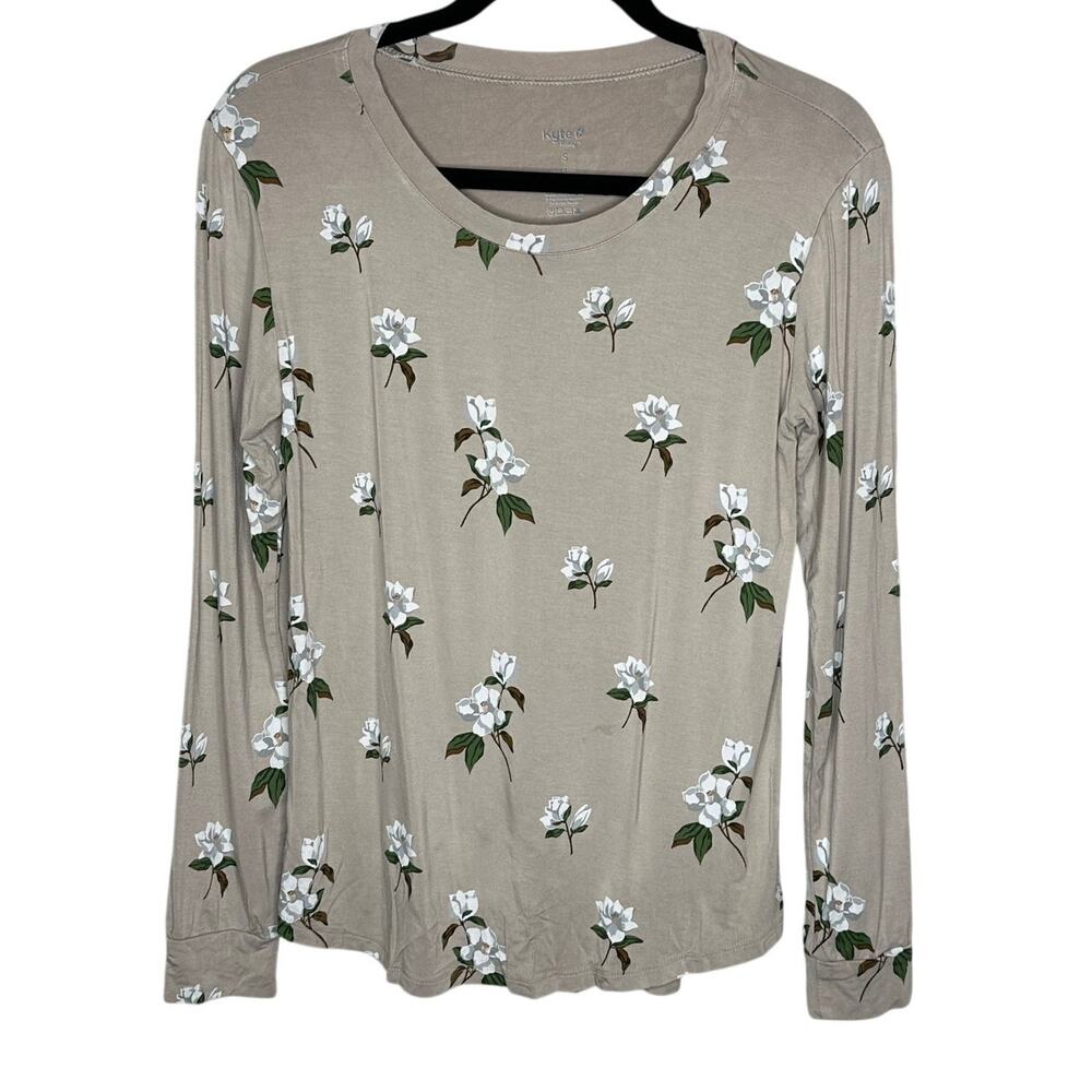Kyte Baby Bamboo Floral Long Sleeve Top Gray White Womens Size Small Loungewear